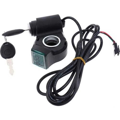 Electric Bicycle Thumb Throttle Voltmeter Digital Voltage Display Switch Power with Key Lock E-Bike Finger Thumb Throttle
