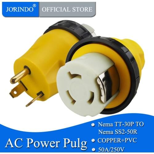 JORINDO NEMA TT-30P TO SS2-50R 3-Prong 30Amp to 50Amp RV Adapter 50 Amp to 30 Amp Twist Lock RV Adapter