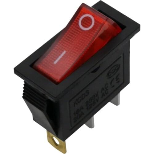 Fast Delivery Push Button Switch 3PIN 16A 250V ON OFF LED Illuminated Rocker Switch For Car Marine Control