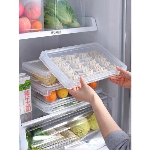 Kitchen food transparent storage box, household refrigerator, frozen vegetable and fruit dumplings, fresh-keeping box with lid