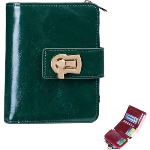 Fashion Luxury Retro Female Wallet Genuine Leather Women Coin Purses Wallet RFID Blocking Anti Theft Credit Card Holder