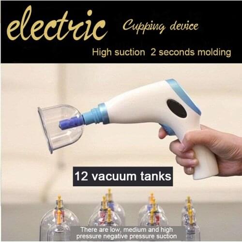 Electric Vacuum Magnetic Suction Cupping 12 Cups Chinese Massage Cellulite Set Kit Machine Medical Vacuum Cupping Therapy Twist