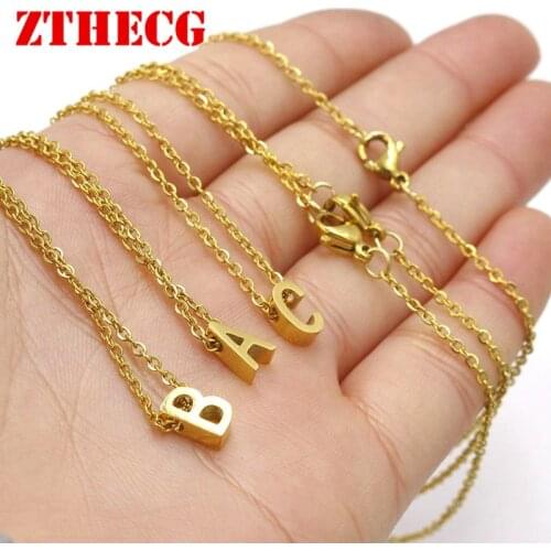 New 316L Stainless Steel 3D Initial Name Pendant Necklace for Women Wholesale Alphabet A-Z 26 Letter Fashion Chain Necklaces