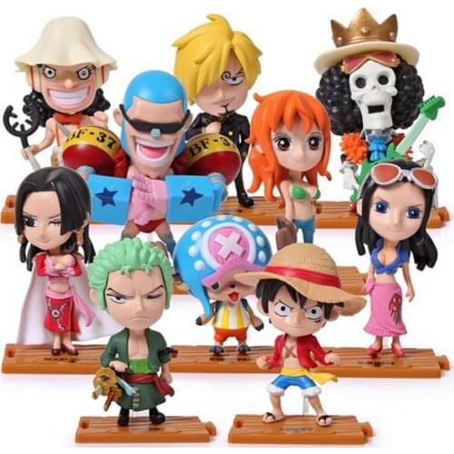 One Piece Anime Action Figure Monkey D Luffy Q Version 9CM Statue Usopp Desktop Collection Roronoa Zoro Figma Toys For Children