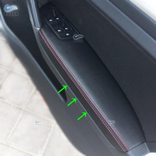 RHD For VW Golf 7 2014 2015 2016 2017 2018 4pcs Car Door Armrest Panel Microfiber Leather Cover Trim