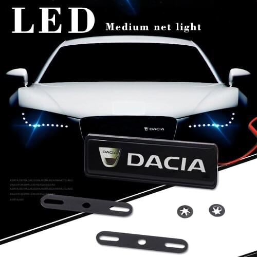 For Dacia Dokker Duster Lodgy Logan Nova Sandero Solenza Spring Car Styling Front Grille LED Auto Emblem Badge Light Accessories