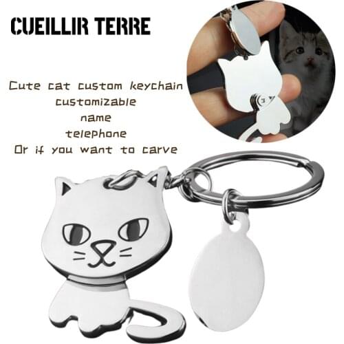 Personalized Cat Dog Pet ID Tag Keychain Engraved Pet ID Name for Cat Puppy Dog Collar Tag Pendant Keyring Bone Pet Accessories