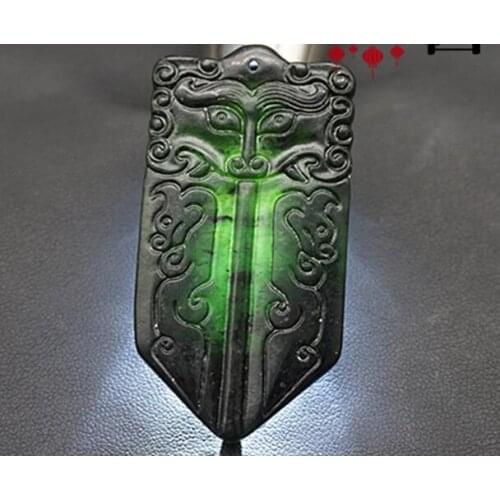 Animal face antique dragon jadees pendant natural dark green jades pendant men and women Jades Pendant + rope delivery