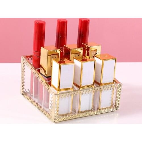 Transparent 9 Grids Acrylic Makeup Organizer Lipstick Holder Display Rack Case Cosmetic Nail Polish Make Up Organiser Tools Box