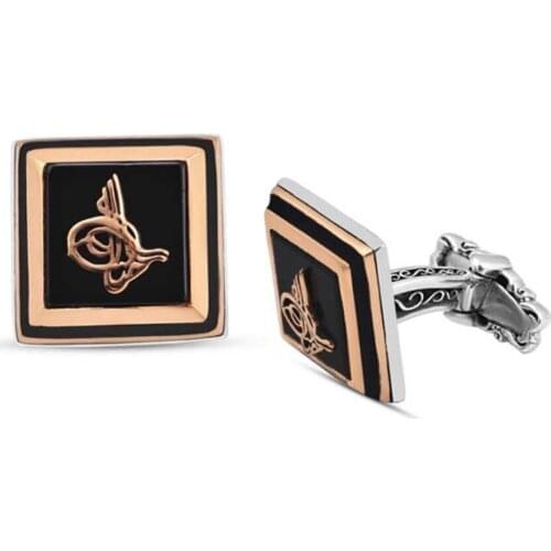 Silver Onix Stone Ottoman Tuğralı Cufflink