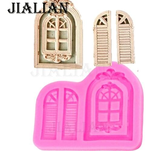 DIY Retro Window Cake Border Silicone Molds Door shape Frame Fondant Decorating Tools Gumpaste Cupcake Chocolate Mold T0969