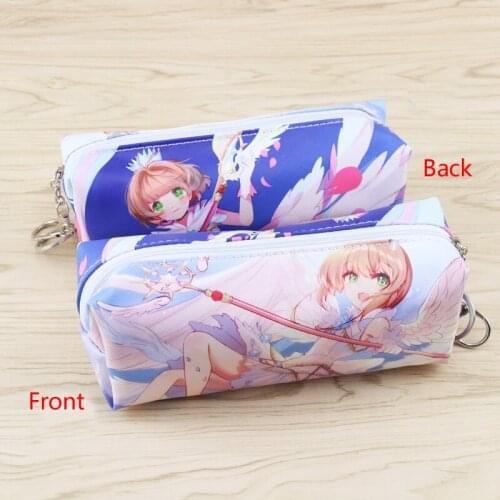 Anime Cartoon Card Captor Sakura Cosmetic Bag PU Leather Pencil Bag for School Supplies