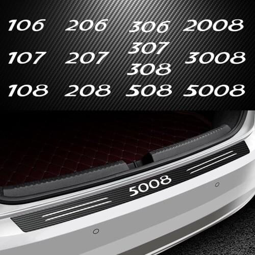 Car Styling Rear Bumper Scuff Protective Carbon Fiber Sticker For Peugeot 108 206 207 306 308 Auto Trunk Guard Plate Decoration