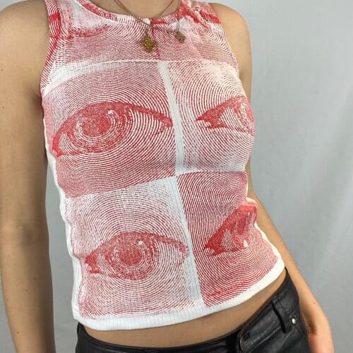 2021 New Tank Tops Women Portrait Print Sleeveless Slim Fit Crop Tops Casual Club Sexy Vest Shirts Female