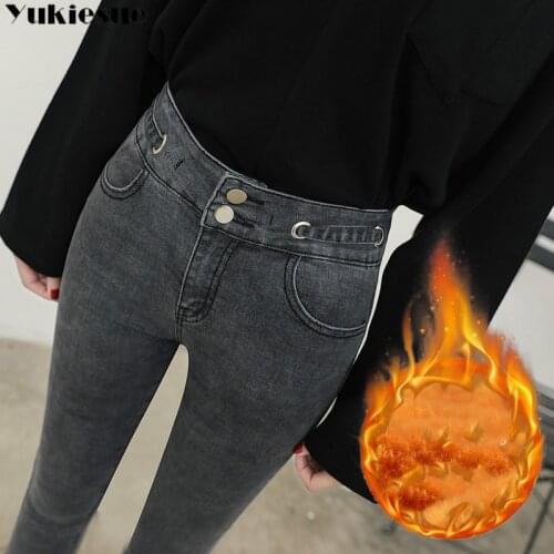 Winter Warm Jeans Woman 2020 High Waist Casual Velvet Ladies Trousers Female Pantalon Denim jeans for Women Pants Plus size