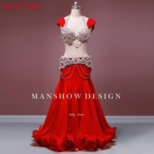 Belly Dance Female Adult Elegant Sexy Bra performance Clothing Suit New Woman High-end Custom Competition Long Skirt Set