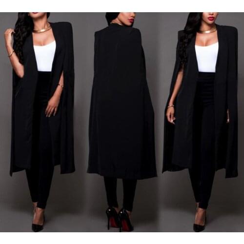 Fashion Women Long Coat Cloak Cape Blazer Suit Jacket Trench Poncho Outwear Tops Casual Formal Solid Lady Loose Capes Ponchos