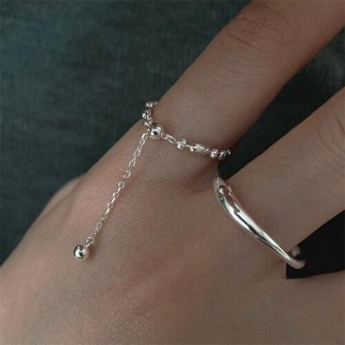 New Ins Geometric Ring Simple Retro Luxury Temperament Geometric Irregular Chain Ring For Women Girls Fashion Jewelry