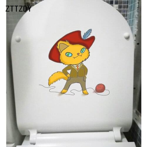 ZTTZDY 23.2*22.3CM Naughty Cat Funny Children BedRoom Home Decor Toilet Decal Wall Sticker T3-0309
