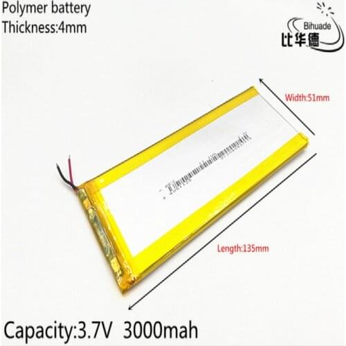 1pcs/lot 3.7V,3000mAH 4051135 (polymer lithium ion battery) Li-ion battery for tablet pc 7 inch 8 inch 9inch