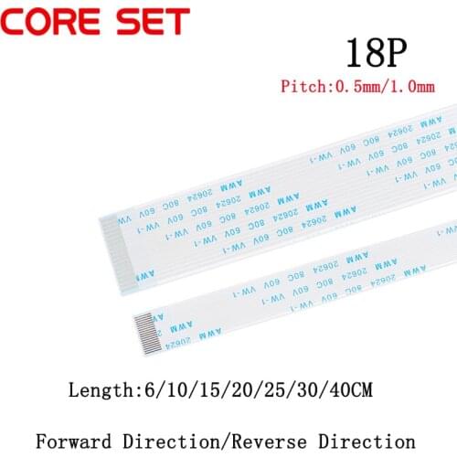 10PCS FPC/FFC Ribbon Flexible Flat Cable Pitch 0.5MM/1.0MM 18P Wire Length 6/10/15/20/25/30/40CM