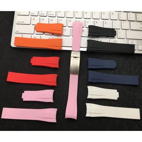 20mm Soft Curved End Nature Rubber Watchband For Role strap for Daytona Submariner GMT explorer 2 buckle no logo Common using