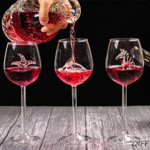 300ML Glass Hippocampus Dolphins Dolphins Red Wine Glasses Cup Glass