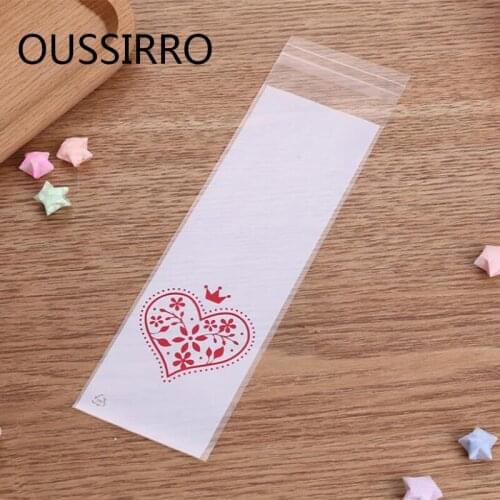 50pcs Kawaii Strip Ladyfingers Biscuit Cookies Packaging Bags Diy Gift Candy Chocolate Self-adhesive Plastic Packing Bag 18*6cm