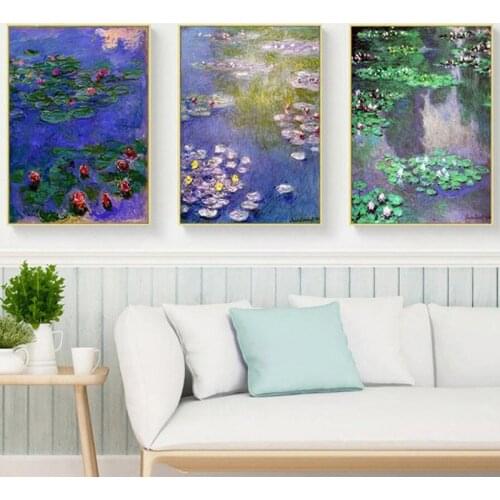 Diy 5D Diamond Painting Abstract Full Square Round Drill Embroidery Sale Lotus Flower Scenery Triptych Wedding DecorationZP-2757
