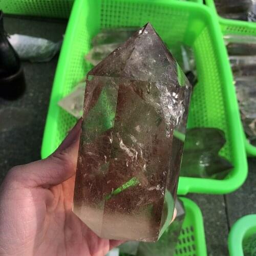 Big smoky quartz crystal wand point quartz crystal gemstone tower reiki healing wholesale clear out price natural stone