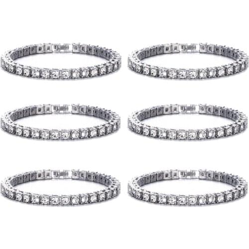 6pcs 4mm CZ Tennis Bracelet Iced Out Chain Bracelets For Women Men Gold Silver Color Men Bracelet CZ Chain Homme Jewelry