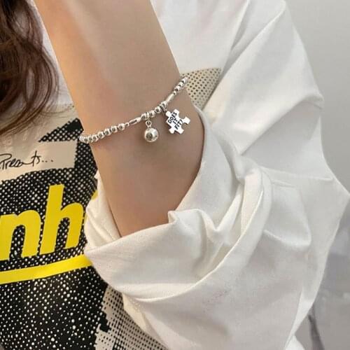 Korea sterling silver plated string bead puzzle bracelet female ins niche design 2021 new cold style beaded jewelry