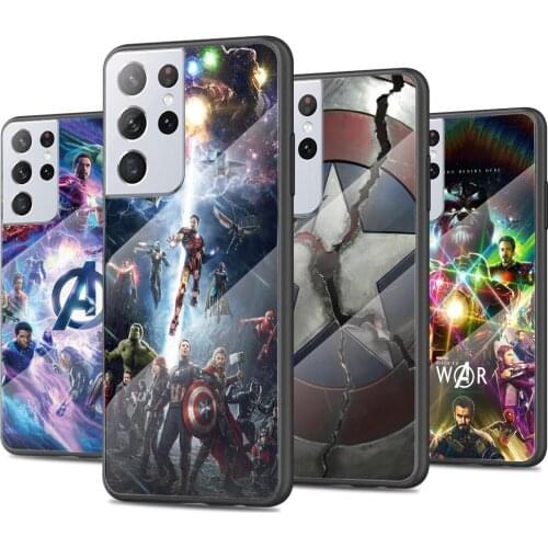 Avenger Marvel Superhero Tempered Glass Cover For Samsung Galaxy S21 Plus Ultra M21 M31 M51 A52 A72 Phone Case Coque