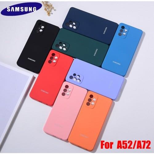 Liquid Silicone Phone Case For Samsung Galaxy A52 A72 5G 4G A 52 A 72 TPU No Fingerprint Cover Soft-Touch Finish Back Protective