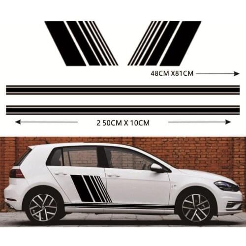 Black Sport Racing Car Styling Stripe Graphic Sticker Car Body Side Door Vinyl Decal Stickers