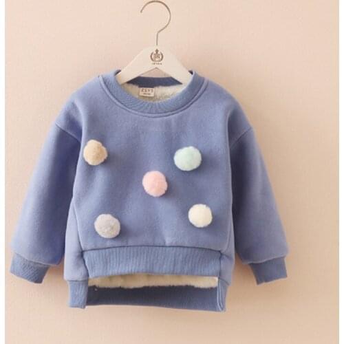 2019 New fashion fleece thicken autumn winter hoodie for children girls clothing sweater cute hairball coats for girl