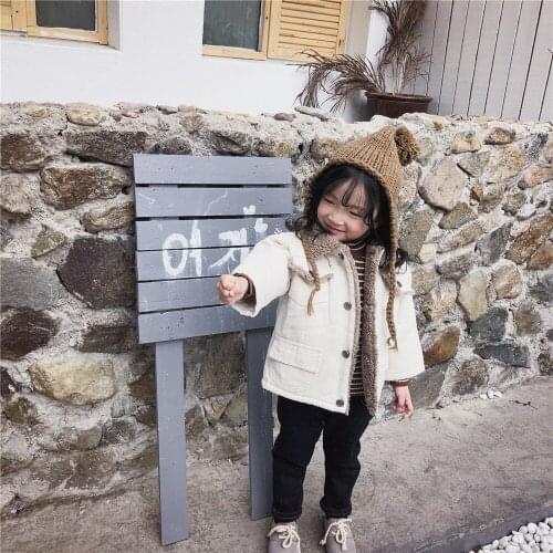 Kids Winter Jacket Fashion Cashmere Lapel Boys Warm Coat Girls Casual Pocket Snow Wear 1-5 Years Toddler Baby Outerwear Jackets