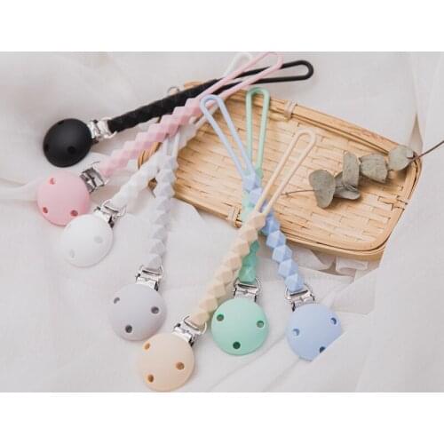 Baby Pacifier Clips Silicone Pacifier Chain Accessories Hexagonal Dummy Chain Newborn Teething Soother Chew Dummy Clips