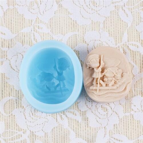 DIY Soap Molds Oval Shape with Cartoon Pattern Handmade Silicone Resin Mould Soap Making Decoration Tools