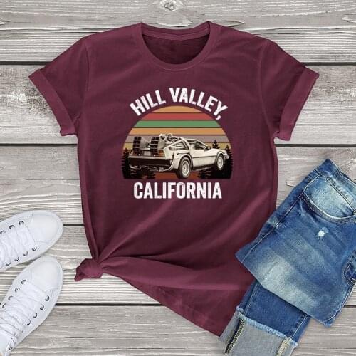 Hill Valley Tee shirts women clothing Back to The Future Marty Mcfly vintage Mens harajuku T-Shirt girls 90s cotton womens tops