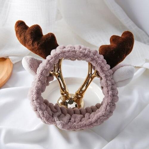 Washing Face Hair Bands Cat Ears Plush Headbands Cartoon Elk Antler Headbands Cute Animals Headwear Hair Accessories Female