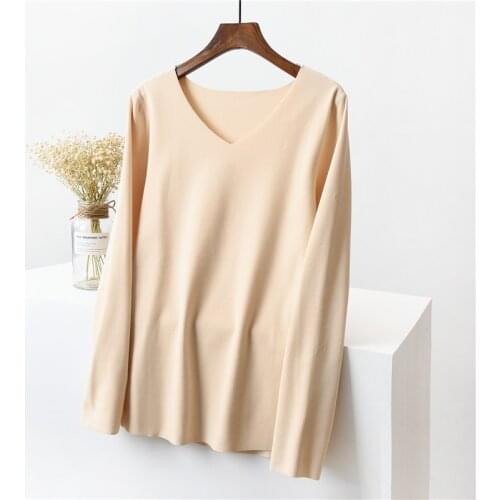 New Women Thermal Underwear Tops Winter Thermo Home Sleeves V Neck High Stretch Female Shirt