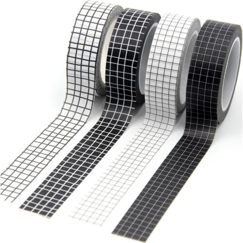 New Arrival 1PC 15MM*10M Black Stripes, White Stripes Washi Tape Sticky Adhesive Tape Scrapbooking Album DIY Decorative Tape