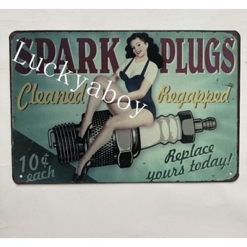 [] Wholesale Pinup Tyre Service Hot Rod Garage Vintage Metal Retro Tin Sign Bar Cafe Garage Home Decor