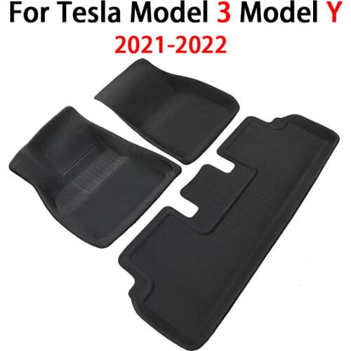Car All-Weather Floor Mat For 2020-2021 Tesla Model 3/Y TPE New Design Style Car Waterproof non-slip Floor Mats 3pcs Foot Pad