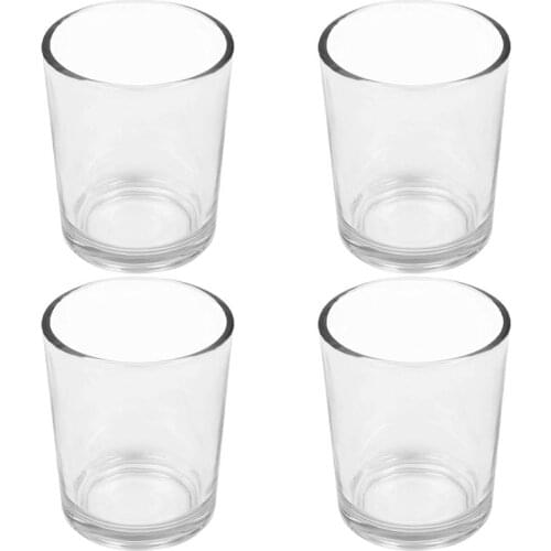 4pcs Glass Transparent Candle Cup Candle Holder Simple Style Candle Container Candle Holder Ordinary Small Glass