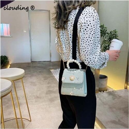 Pearl Leather Crossbody Bags For Women 2020 Luxury Handbags Designer Female Small Ladies Hand Sling Tote Shoulder Messenger Bag