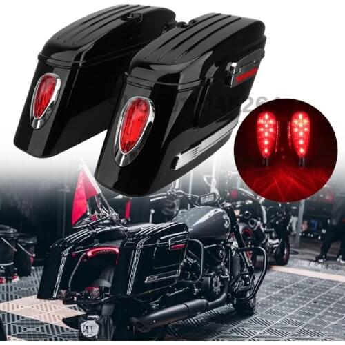Motorcycle Universal Side Tool Box W/Taillight Luggage Hard Case Saddle Bags Trunk For Harley For Honda For Yamaha For Suzuki