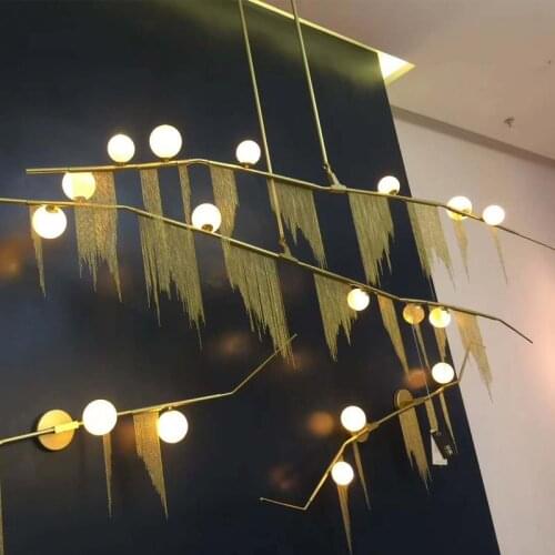 Advanced Gold Tassel Led G9 Chandelier Luxury Plated Metal Glass Globe Led Chandelier Lighting Living Room Led Hanging Lamp