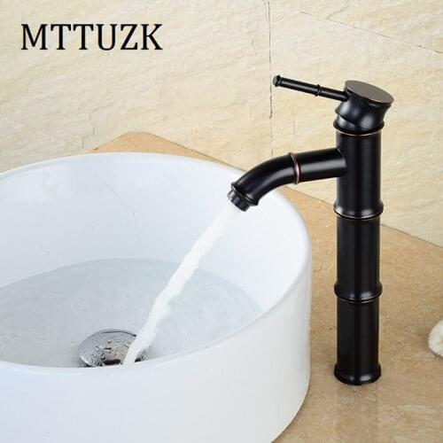 Vidric Antique brass bathroom single handle basin faucets hot and cold mixer tap Bamboo faucet washbasin faucet Basin Tap Crane